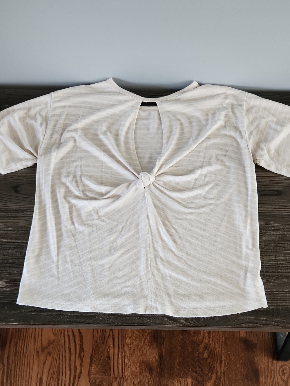 GAP Soft Spun Tan & White Striped Back Keyhole Te